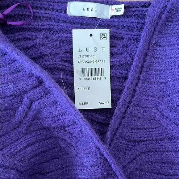 Purple V-Neck Wrap Sweater - Picture 2 of 3